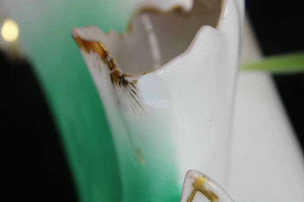 PAIR antique french vieux paris porcelain Cornet vases