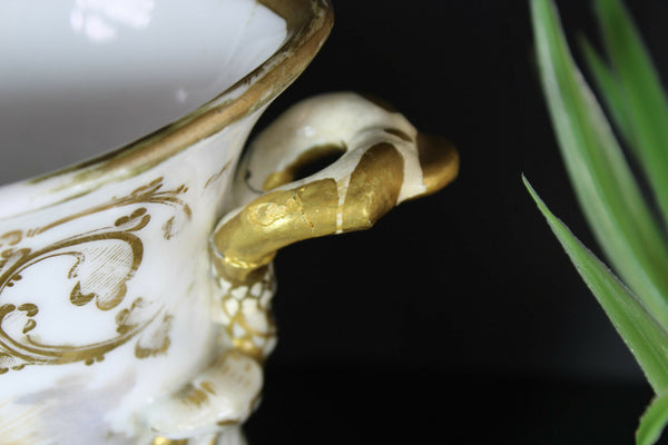 Antique french vieux paris porcelain religious hand paint madonna angels vase