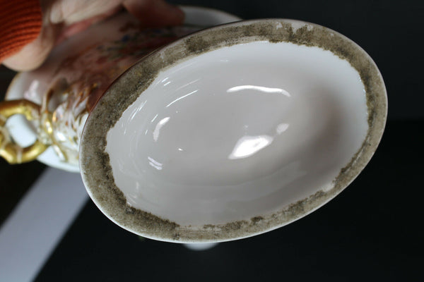 Antique french vieux paris porcelain religious hand paint madonna angels vase