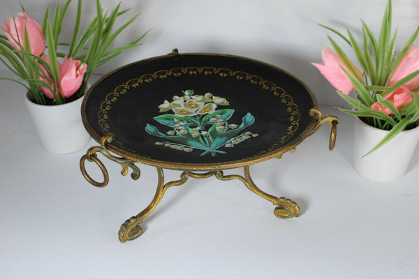 Antique french centerpiece bowl porcelain flowers plate rare