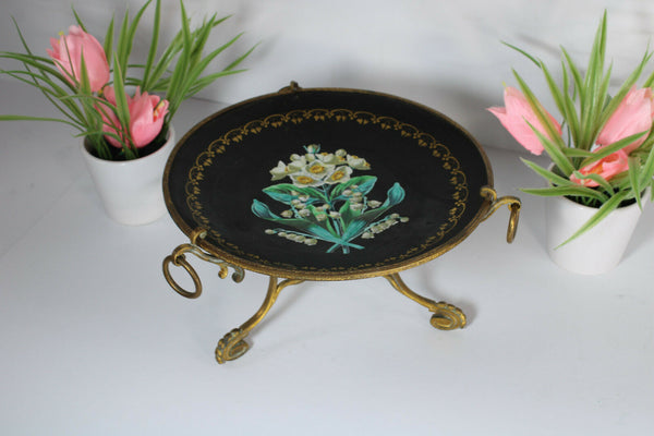 Antique french centerpiece bowl porcelain flowers plate rare