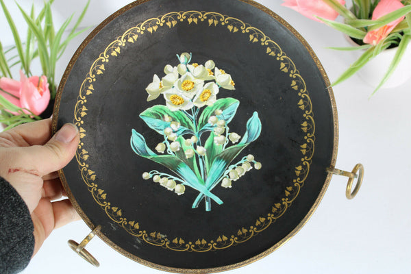 Antique french centerpiece bowl porcelain flowers plate rare