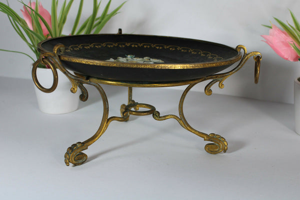 Antique french centerpiece bowl porcelain flowers plate rare