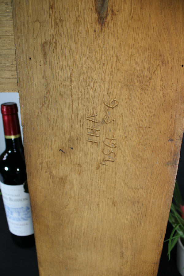 LARGE french wood carved wall plaque christ 1951 dated religious