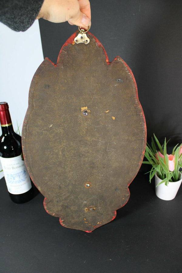 Rare XL antique zamac metal holy water font plaque Velvet christ water fontain