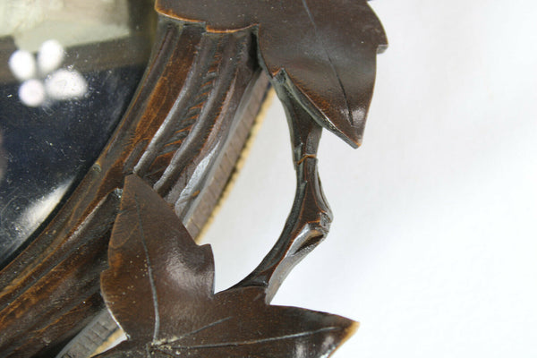 Antique napoleon III black forest wood carved frame plaque crucifix christ