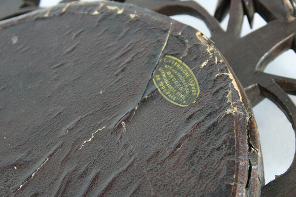 Antique napoleon III black forest wood carved frame plaque crucifix christ