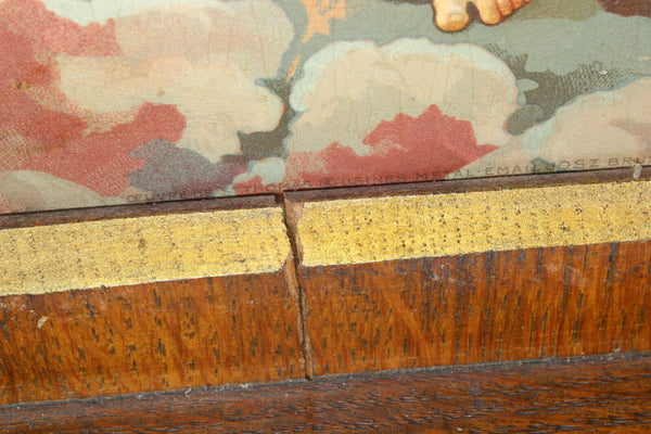 Antique belgian neo gothic wood chapel saint thomas metal enamel painting marked