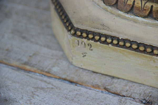 Rare French Antique XL pair terracotta ceramic Putti devil satyr head Vases rare