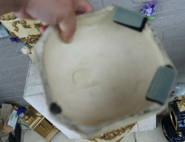 Rare French Antique XL pair terracotta ceramic Putti devil satyr head Vases rare