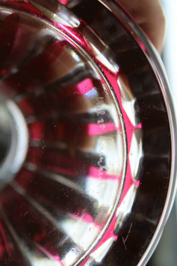 Vintage 1950s Top crystal glass Vase Val saint lambert signed ruby red