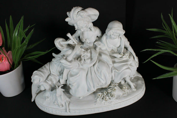 Antique German scheibe alsbach marked Bisque porcelain group statue dog lamb