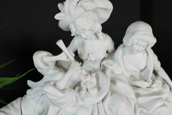 Antique German scheibe alsbach marked Bisque porcelain group statue dog lamb