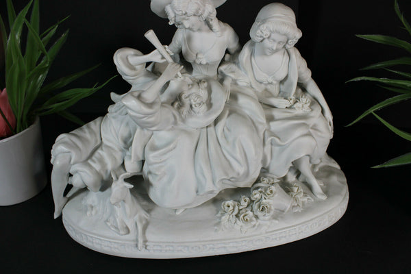 Antique German scheibe alsbach marked Bisque porcelain group statue dog lamb