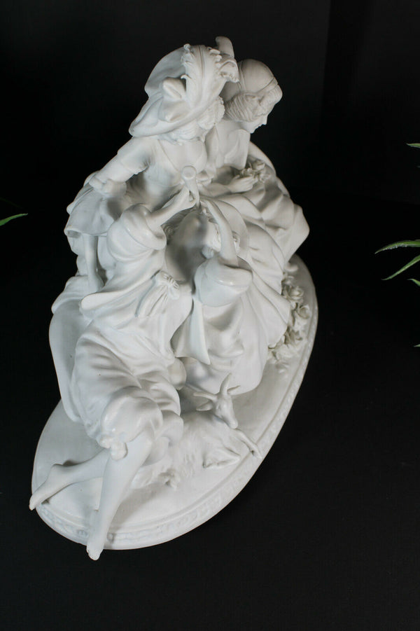 Antique German scheibe alsbach marked Bisque porcelain group statue dog lamb