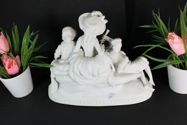 Antique German scheibe alsbach marked Bisque porcelain group statue dog lamb