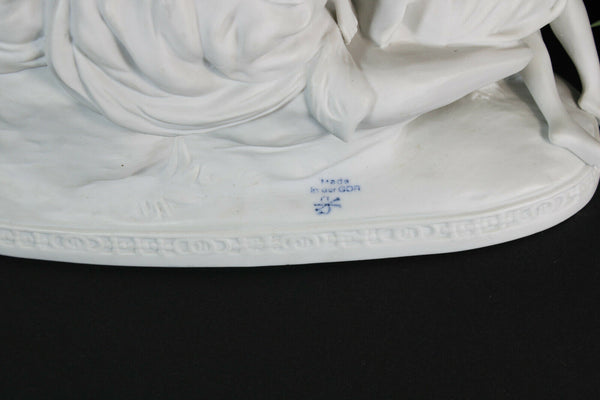 Antique German scheibe alsbach marked Bisque porcelain group statue dog lamb