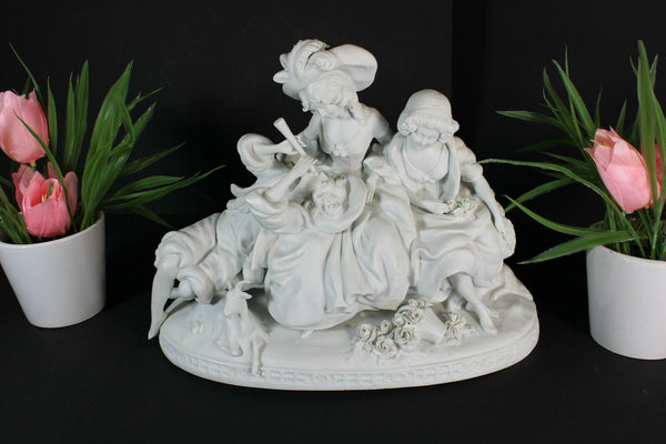 Antique German scheibe alsbach marked Bisque porcelain group statue dog lamb