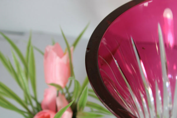 Antique Belgian VAl saint lambert signed Crystal double glass vase