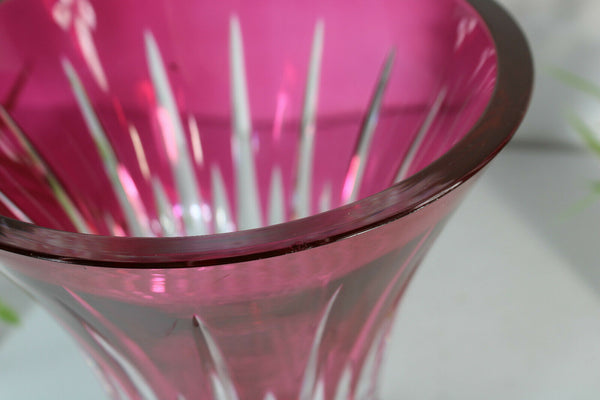 Antique Belgian VAl saint lambert signed Crystal double glass vase