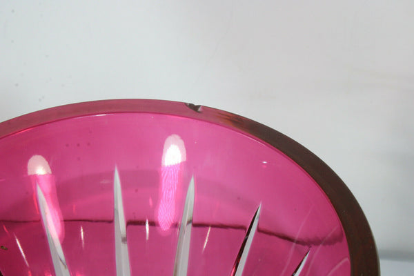 Antique Belgian VAl saint lambert signed Crystal double glass vase