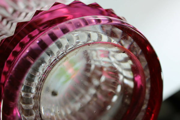 Antique Belgian VAl saint lambert signed Crystal double glass vase