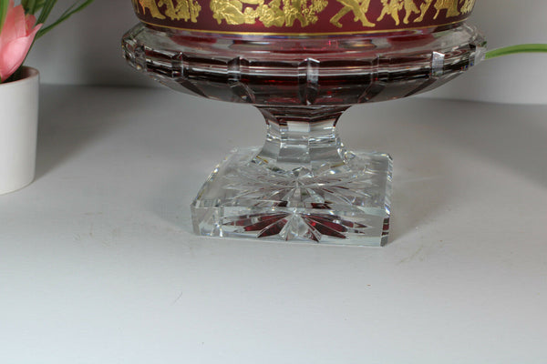 Antique Belgian VAl saint lambert signed Crystal Borodine Vase Bowl coupe
