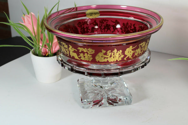 Antique Belgian VAl saint lambert signed Crystal Borodine Vase Bowl coupe