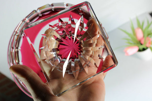 Antique Belgian VAl saint lambert signed Crystal Borodine Vase Bowl coupe