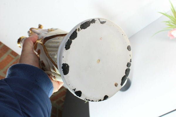 Antique french religious bisque porcelain madonna statue figurine