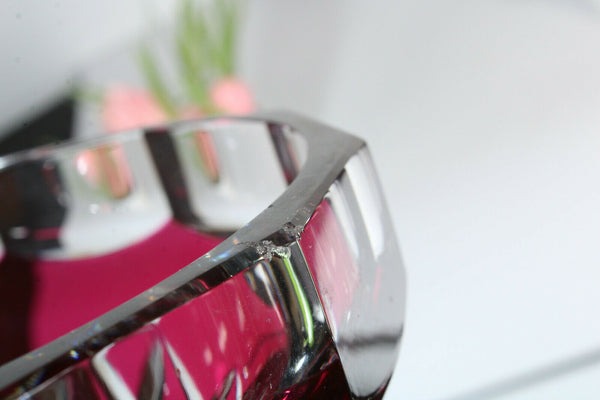 Antique Belgian VAl saint lambert signed Crystal double glass vase