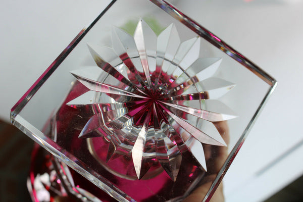 Antique Belgian VAl saint lambert signed Crystal double glass vase