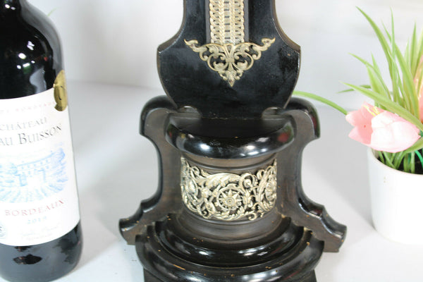 Antique 19thc Napoleon III wood carved Black lacquered Crucifix religious