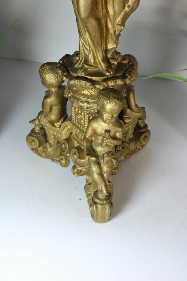 Antique Bronze 3 graces putti cherub angels base Table lamp