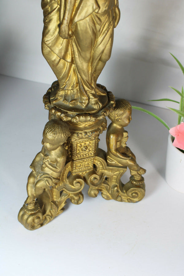 Antique Bronze 3 graces putti cherub angels base Table lamp