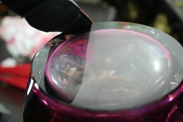 Belgian Val saint lambert doulble crystal amethyst to clear cut Vase signed