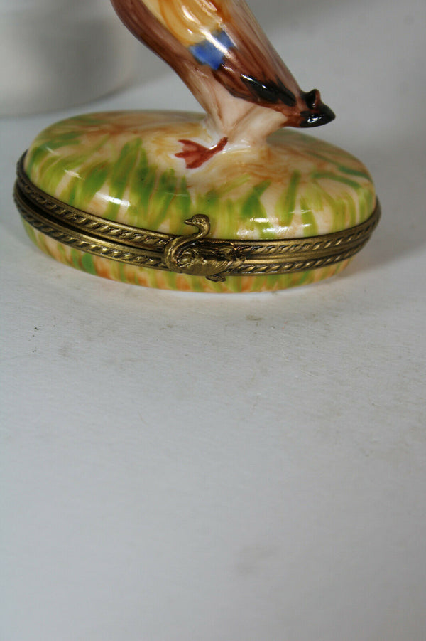 rare french limoges porcelain duck trinket pill box signed hand paint