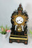 Antique french napoleon III Black lacquered inlaid clock 19thc rare