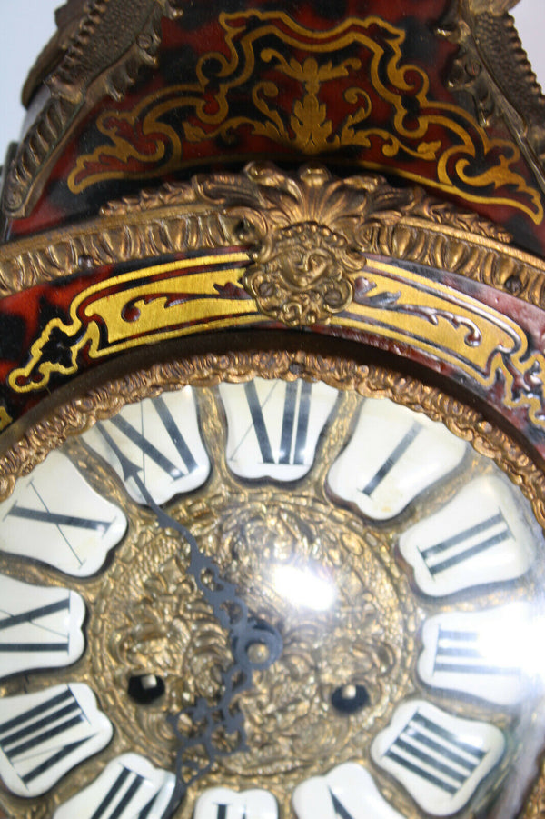 Large Boulle mantel clock inlay decor caryatid head