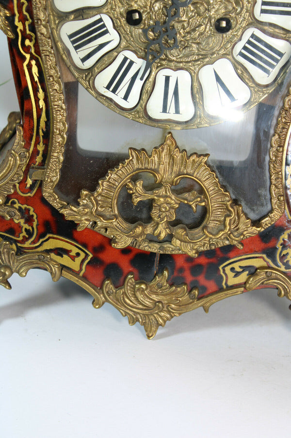 Large Boulle mantel clock inlay decor caryatid head