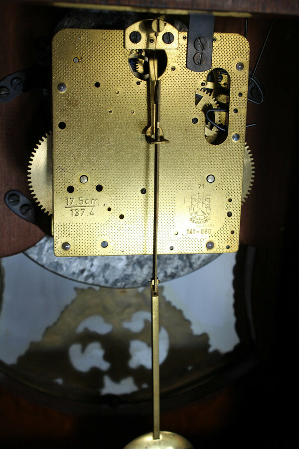 Large Boulle mantel clock inlay decor caryatid head