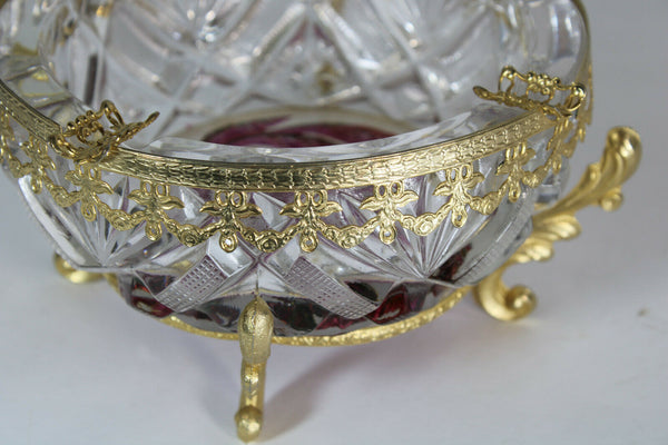vintage french crystal glass amethyst colour ashtray