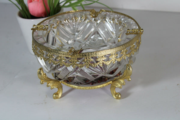 vintage french crystal glass amethyst colour ashtray