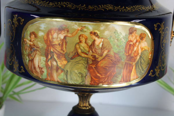 large limoges cobalt blue porcelain centerpiece bowl lidded romantic decor