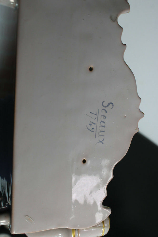 Antique Sceaux paris porcelain faience marked 20thc inkwell hand paint rare