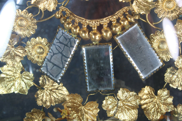 antique 1880s bridal wedding glass globe dome birds mirrors tiara wax