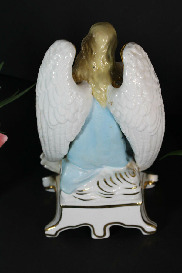 Antique French vieux paris porcelain angel holy water font marked JP
