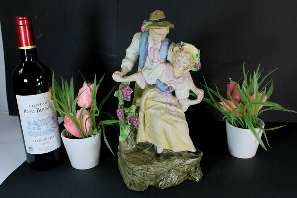 antique Large porcelain bisque porcelain group statue romantic