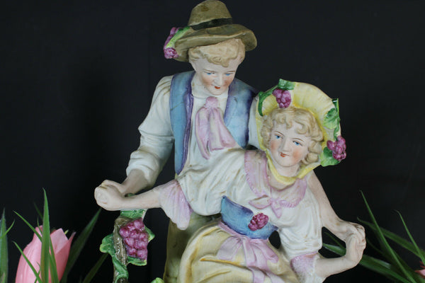 antique Large porcelain bisque porcelain group statue romantic