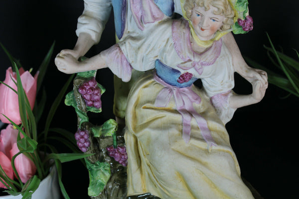 antique Large porcelain bisque porcelain group statue romantic